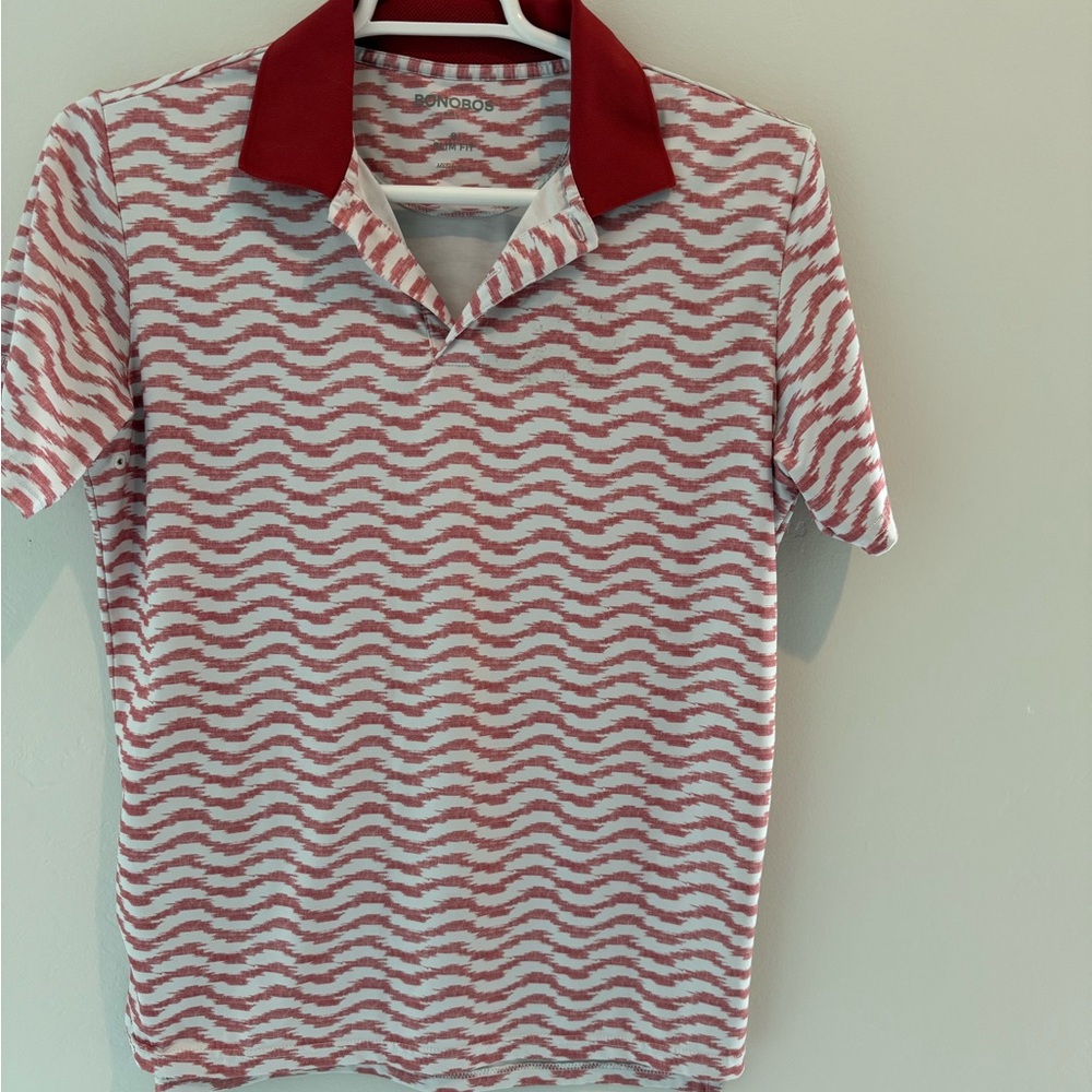 Bonobos Patterned Men's Polo Shirt in Coral - Slim Fit